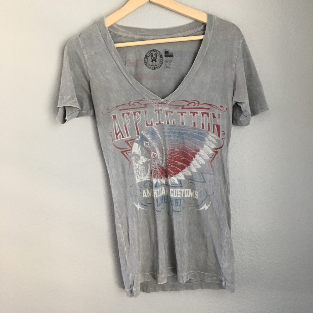 Affliction | Gray Distressed Wash T-shirt